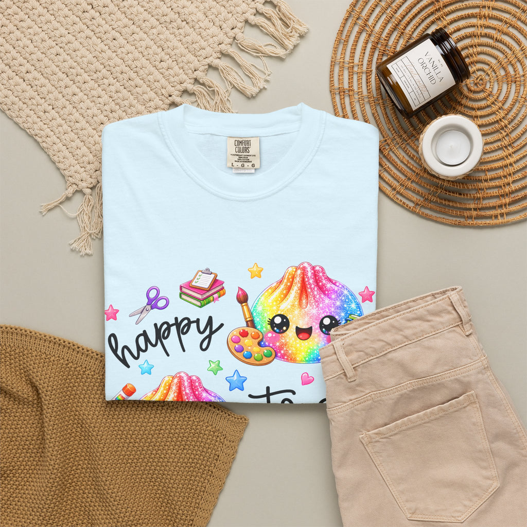 Happy To See Your Face Rainbow Kawaii T-Shirt — Cute School Supplies Graphic Tee