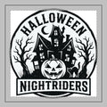 Halloween Nightriders Decorative Pillow — Spooky Haunted House Pumpkin Accent