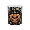 Halloween Pumpkin Skull Ceramic Mug – Spooky Bat & Moon Coffee Cup (11oz/15oz)