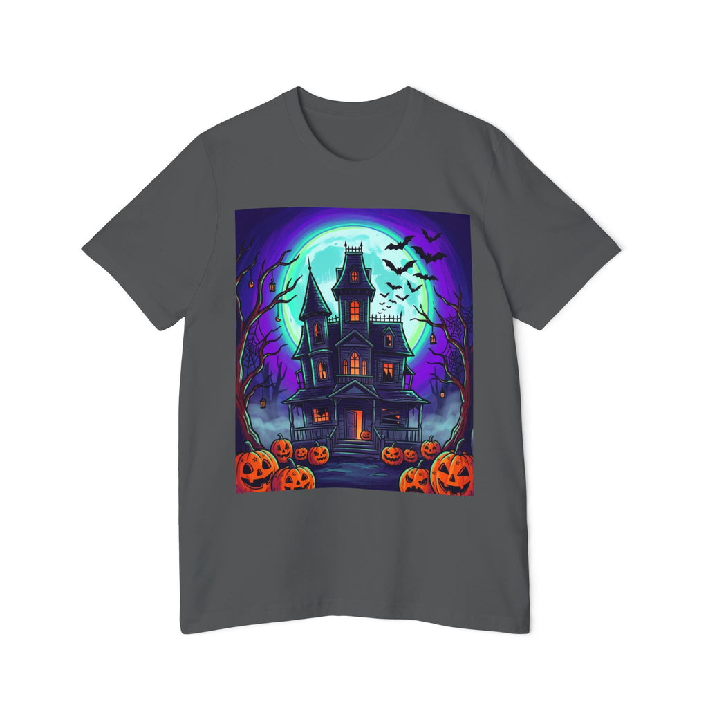 Haunted House Halloween T-Shirt — Spooky Pumpkins & Bats Graphic
