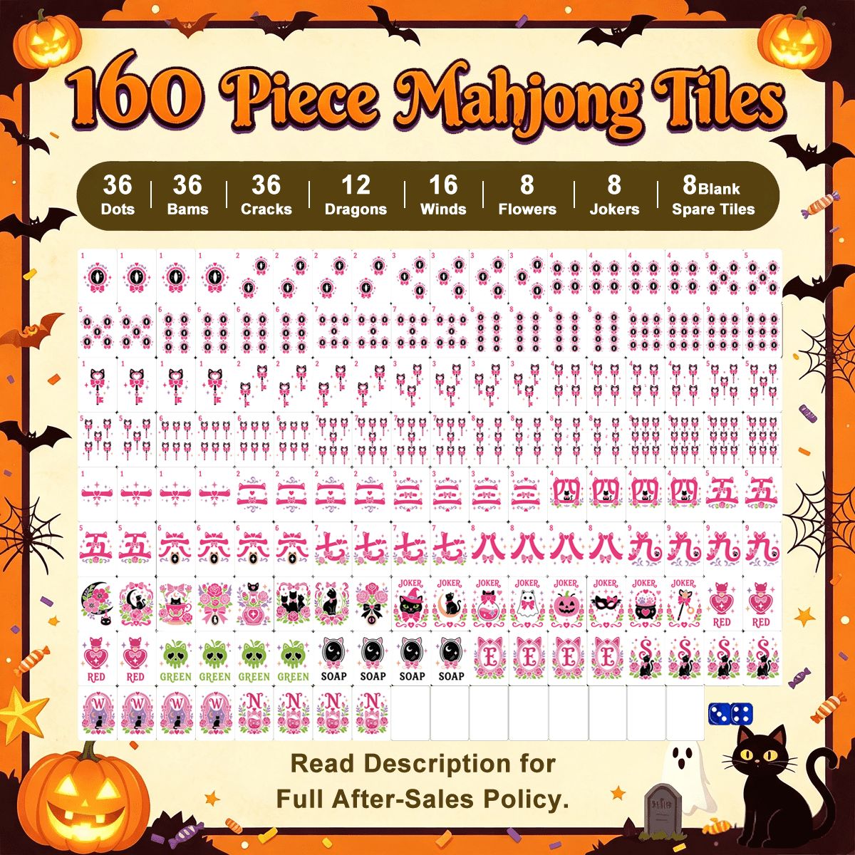 Witch's Familiar Halloween Mahjong Tiles