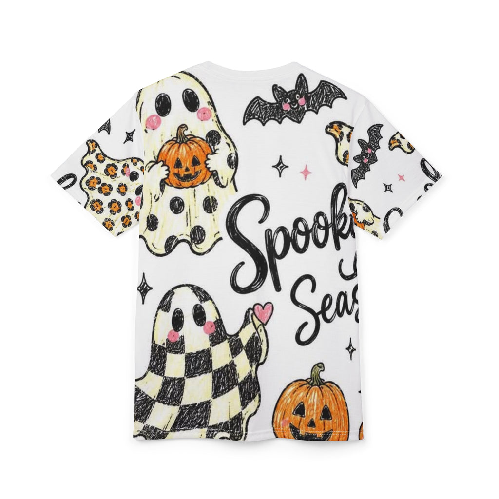 Spooky Season All-Over Print Tee - Halloween Ghosts & Pumpkins