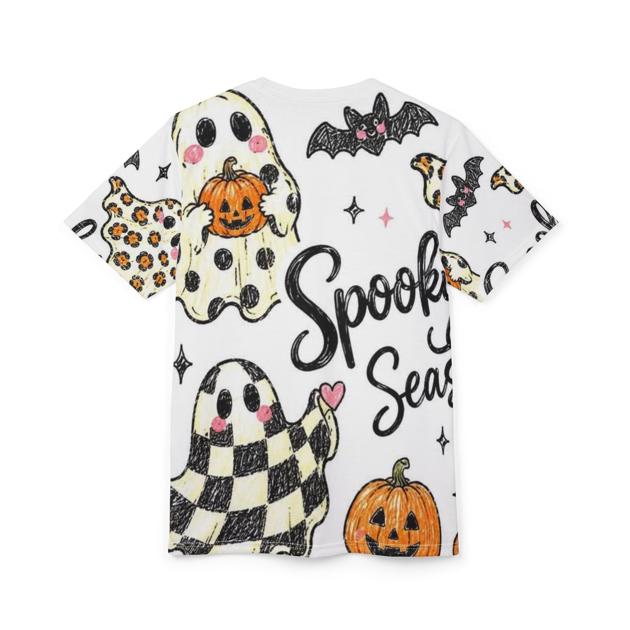 Spooky Season All-Over Print Tee - Halloween Ghosts & Pumpkins