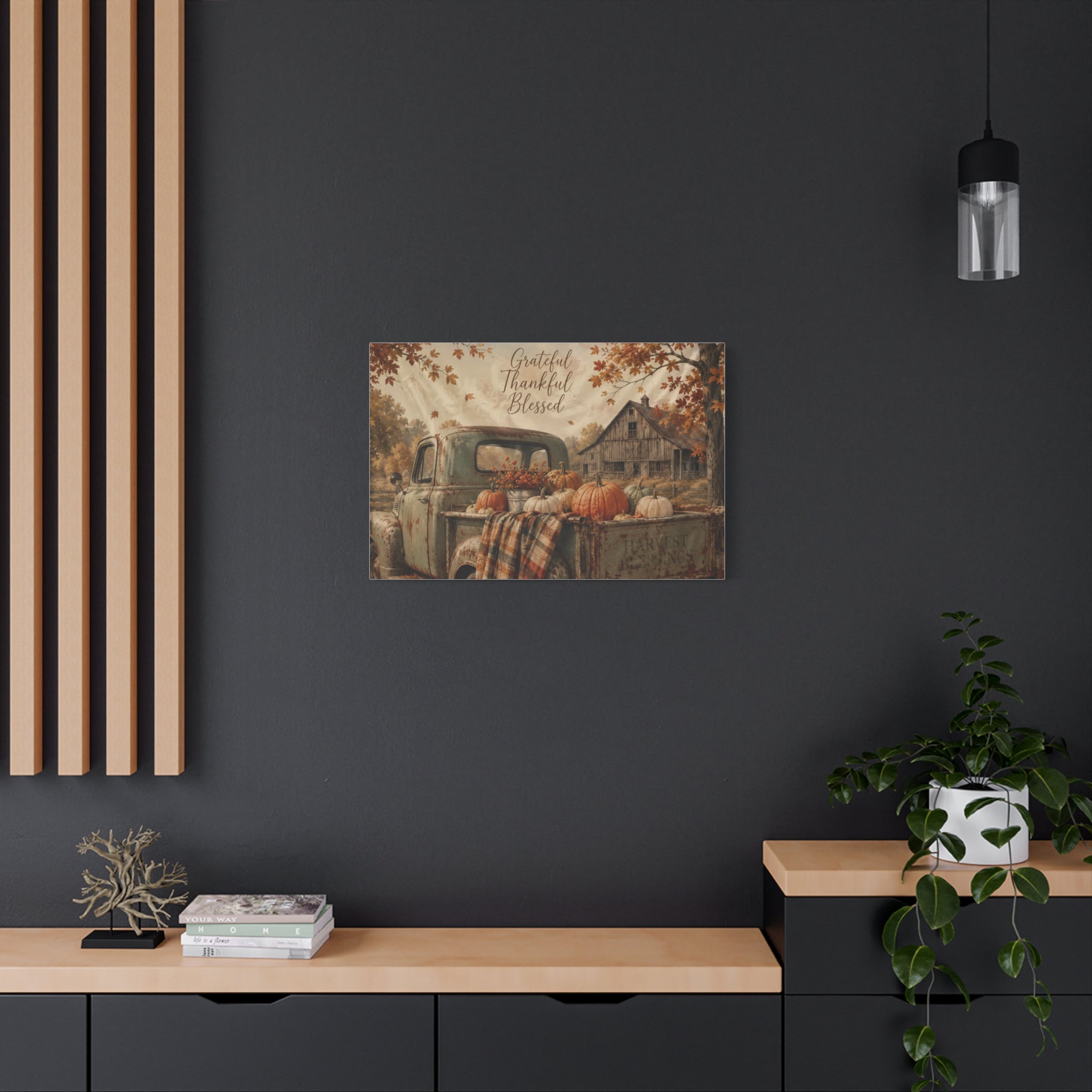 Grateful Thankful Blessed Fall Canvas