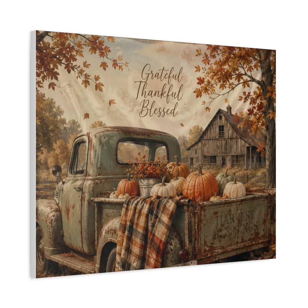 Grateful Thankful Blessed Fall Canvas