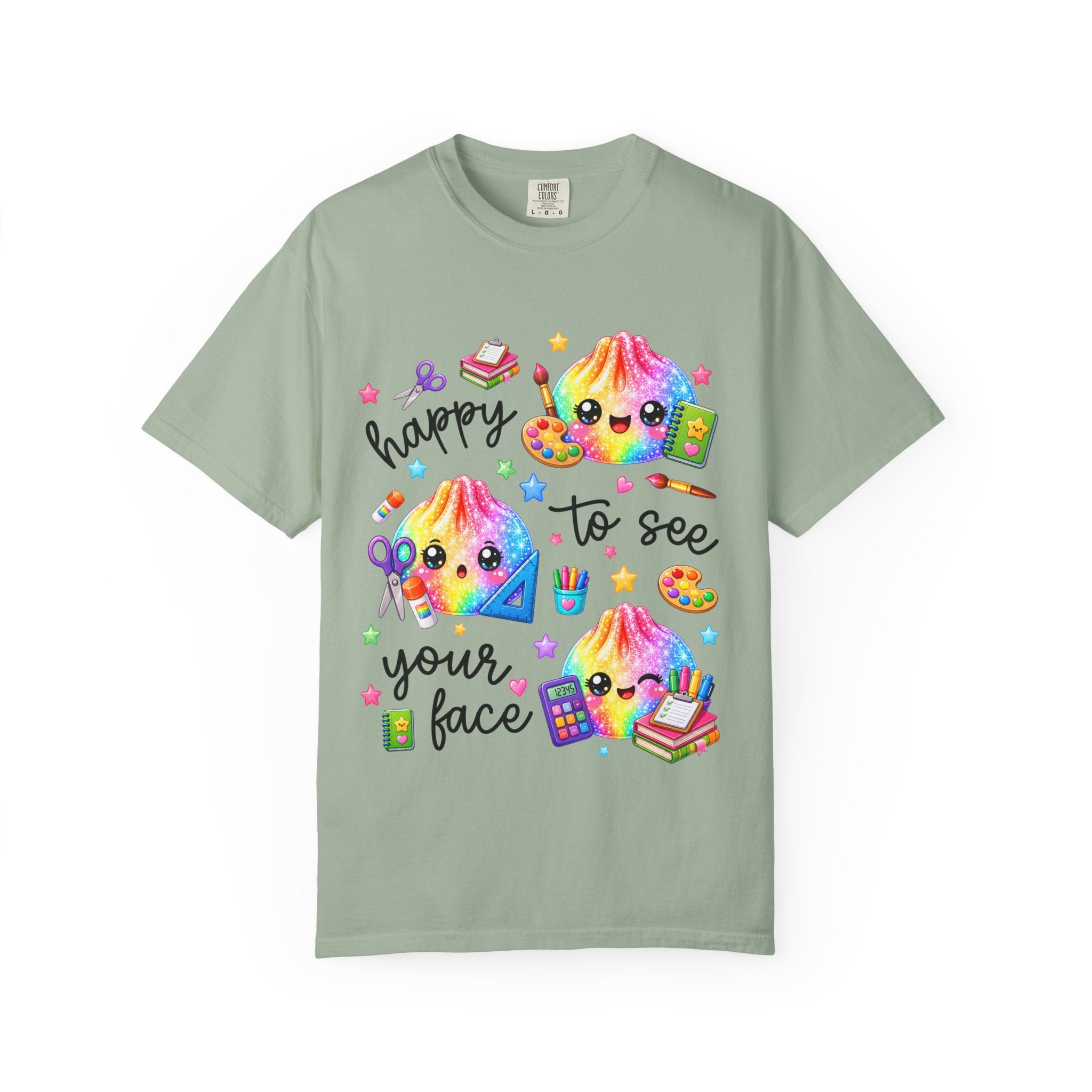Happy To See Your Face Rainbow Kawaii T-Shirt — Cute School Supplies Graphic Tee