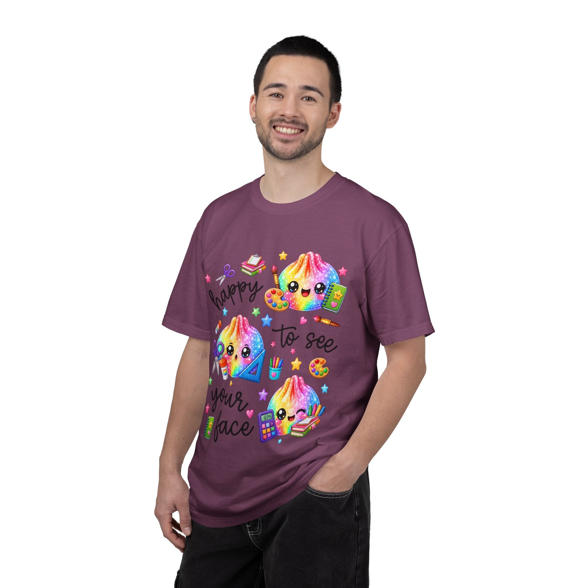 Happy To See Your Face Rainbow Kawaii T-Shirt — Cute School Supplies Graphic Tee
