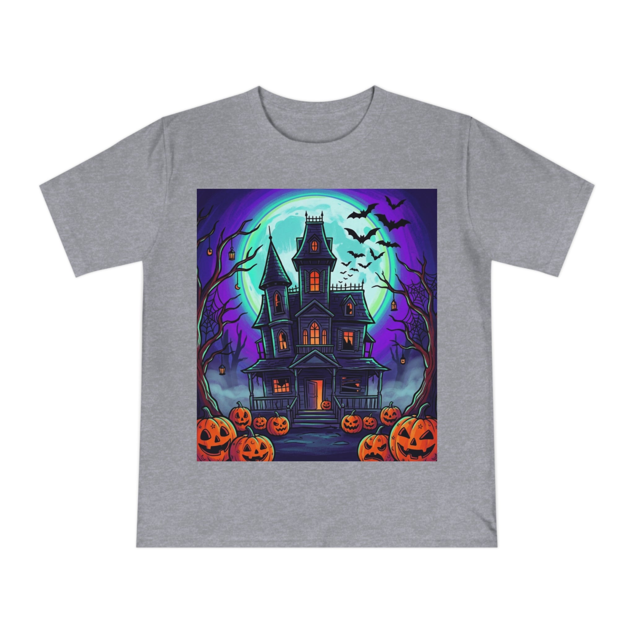 Haunted House Halloween T-Shirt — Spooky Pumpkin & Bats Tee