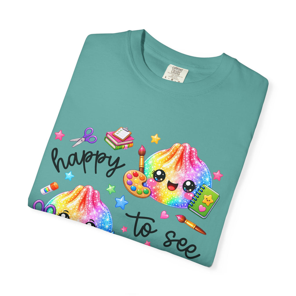 Happy To See Your Face Rainbow Kawaii T-Shirt — Cute School Supplies Graphic Tee