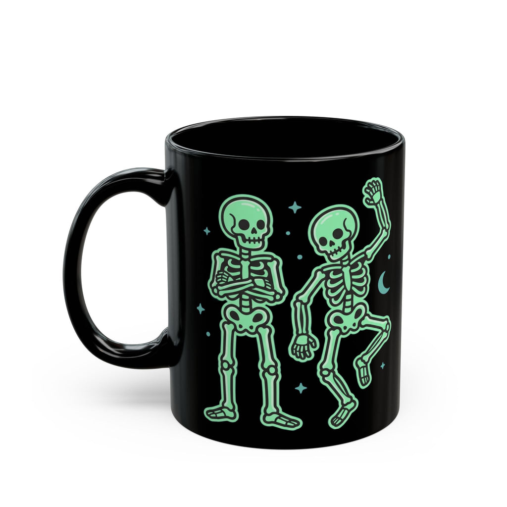 Glow Skeleton Dance Mug — Black Ceramic Coffee Cup (11oz/15oz)