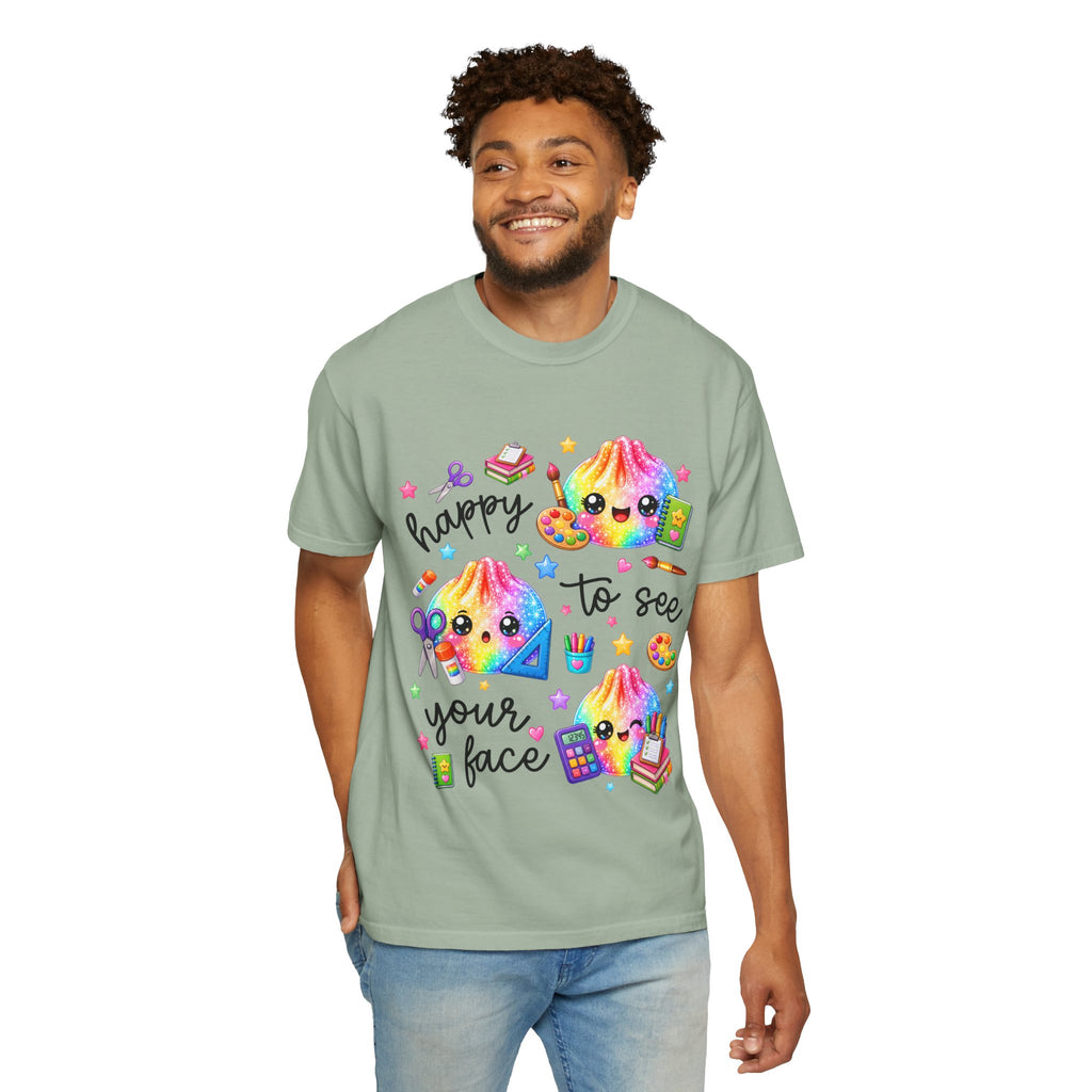 Happy To See Your Face Rainbow Kawaii T-Shirt — Cute School Supplies Graphic Tee