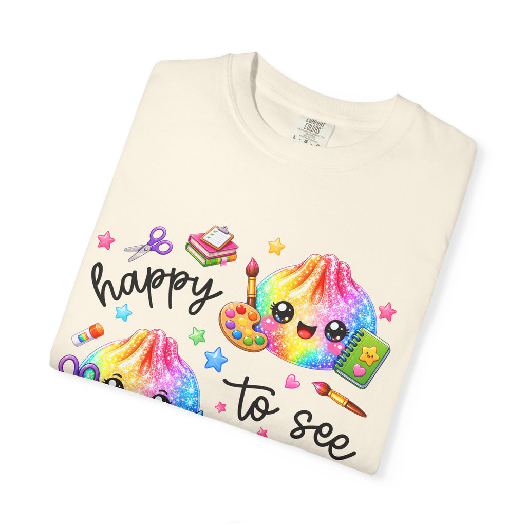 Happy To See Your Face Rainbow Kawaii T-Shirt — Cute School Supplies Graphic Tee