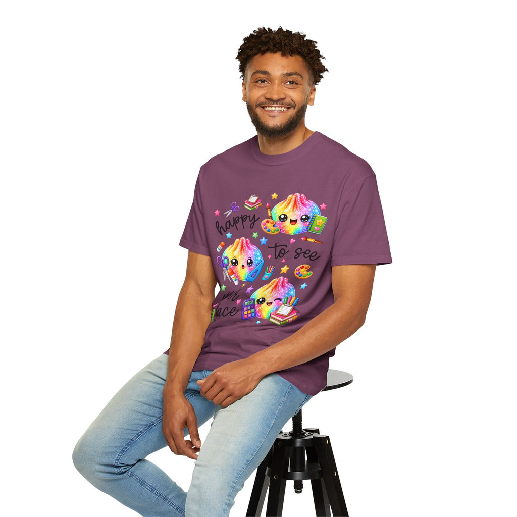 Happy To See Your Face Rainbow Kawaii T-Shirt — Cute School Supplies Graphic Tee