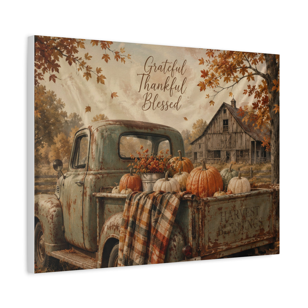 Grateful Thankful Blessed Fall Canvas