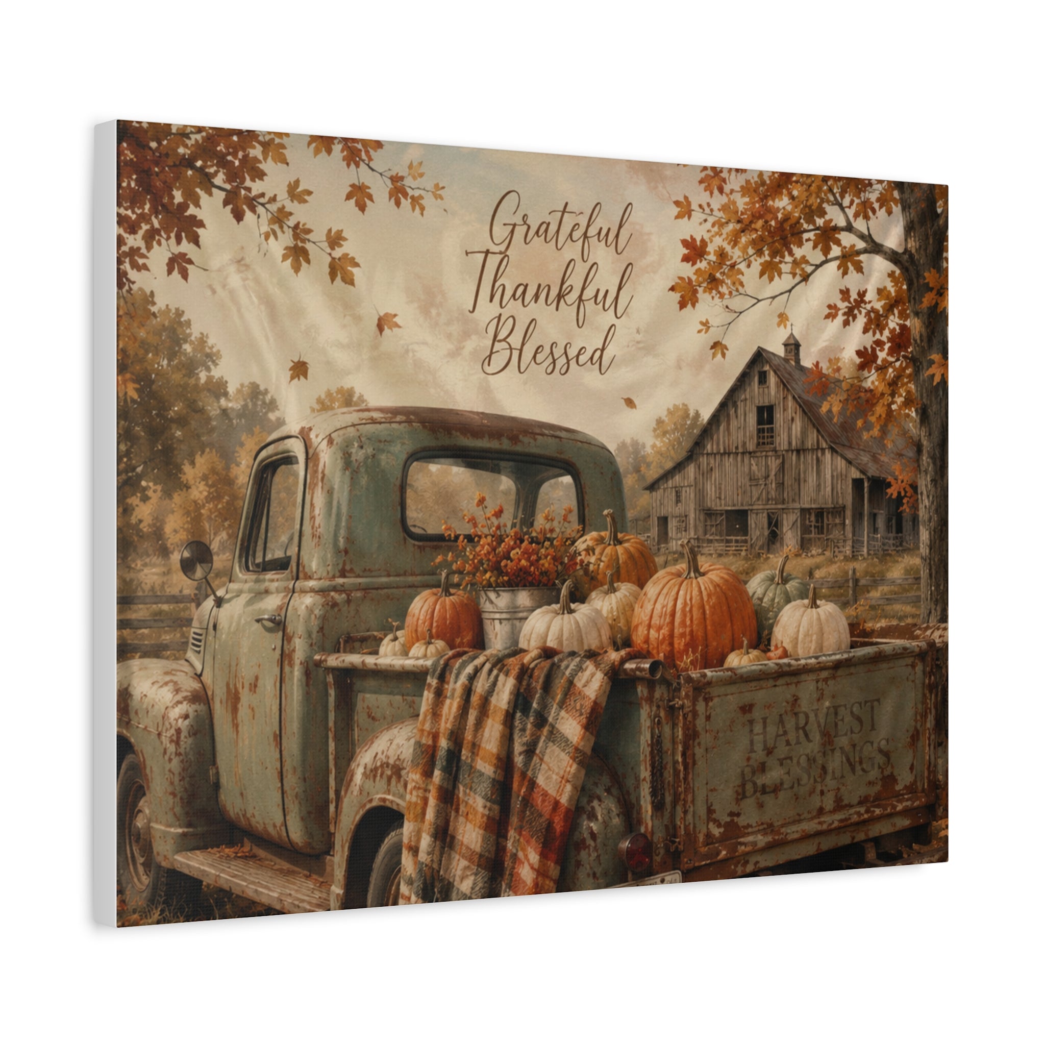 Grateful Thankful Blessed Fall Canvas