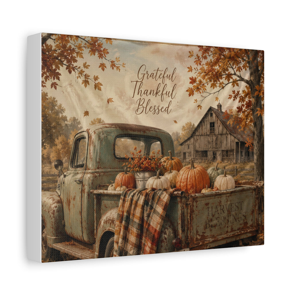 Grateful Thankful Blessed Fall Canvas