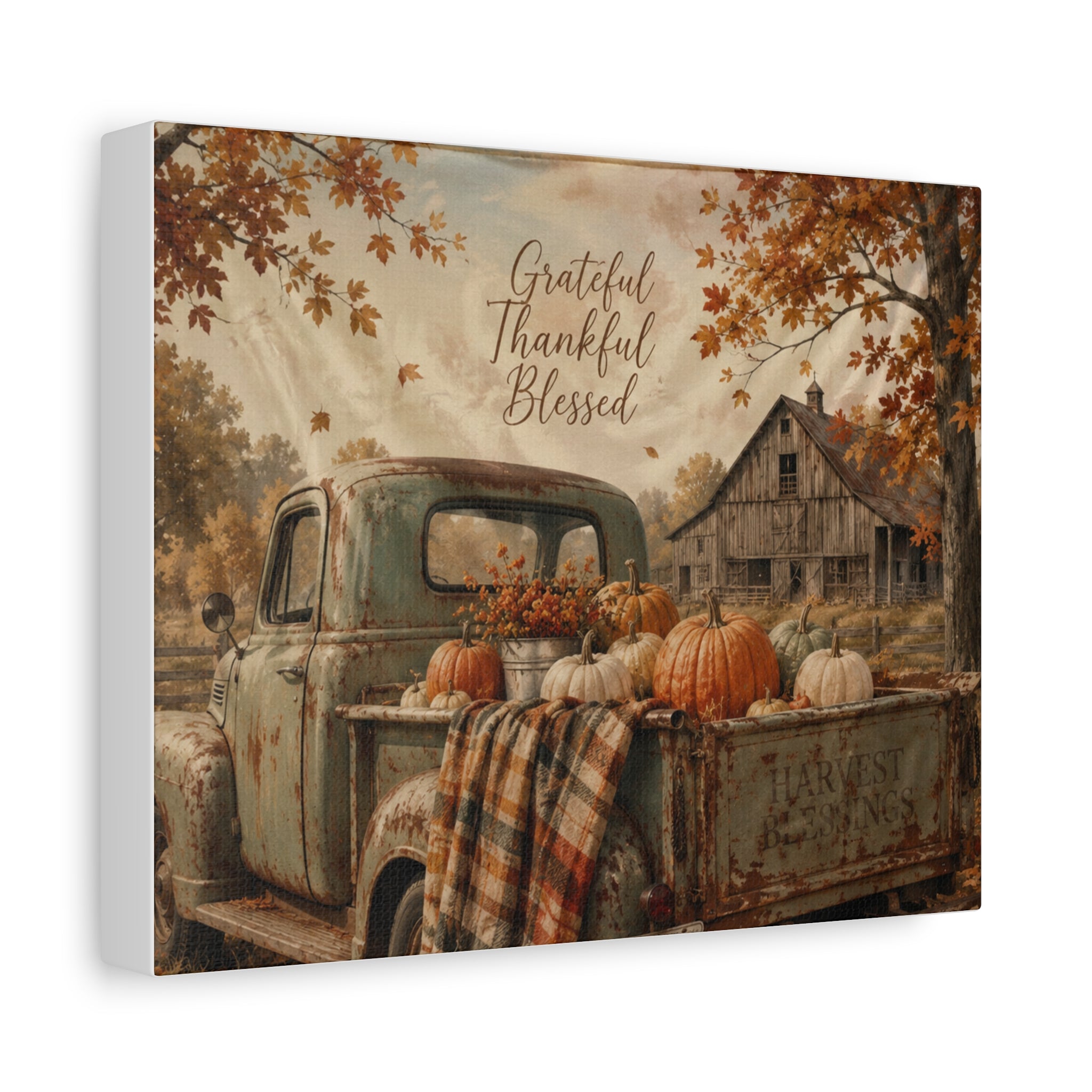 Grateful Thankful Blessed Fall Canvas