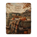 Grateful Thankful Blessed Fall Sherpa Blanket — Rustic Pumpkin Farm Truck Throw
