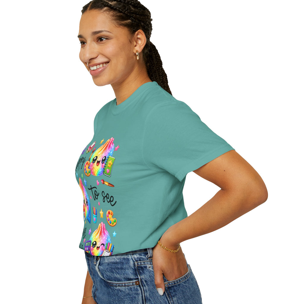 Happy To See Your Face Rainbow Kawaii T-Shirt — Cute School Supplies Graphic Tee
