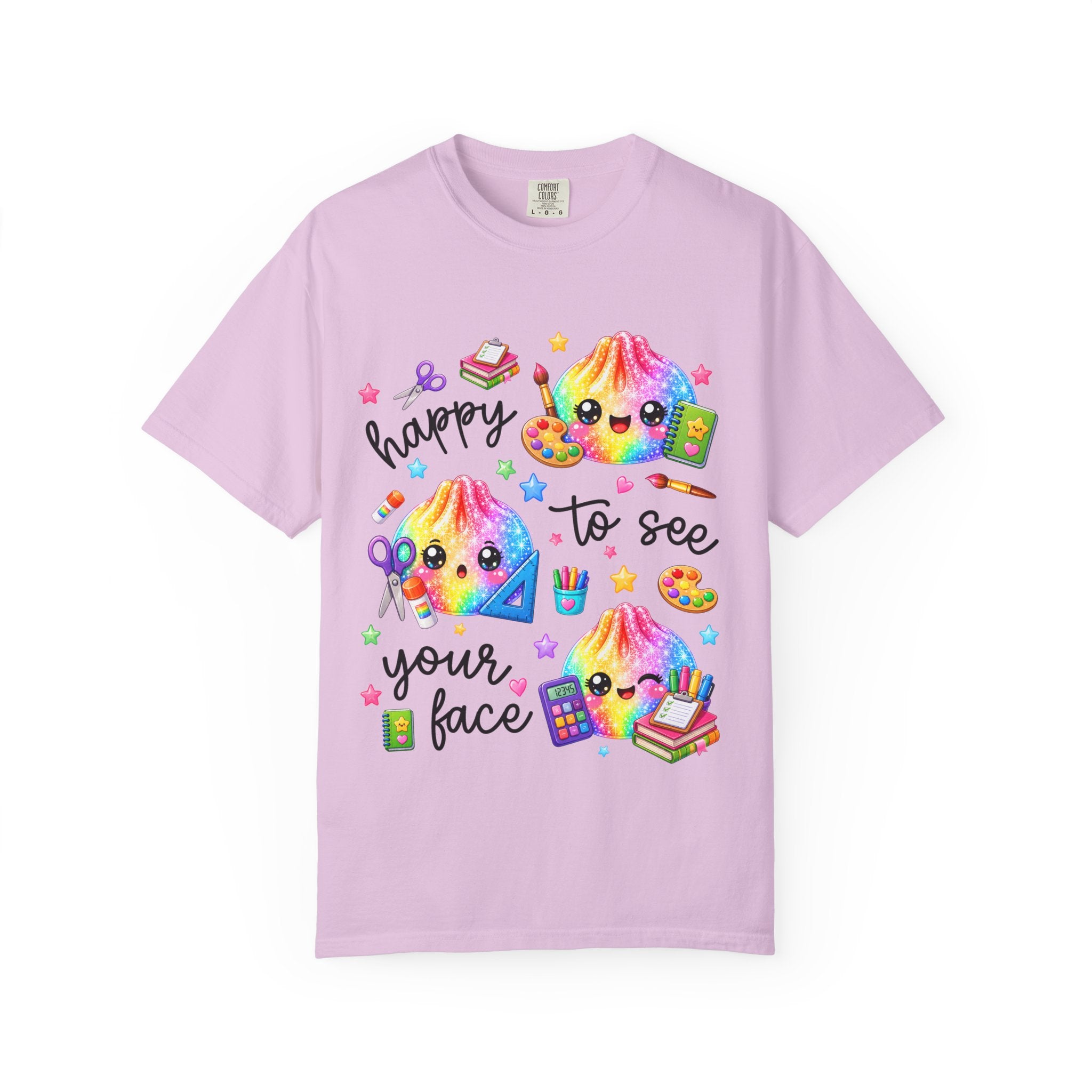 Happy To See Your Face Rainbow Kawaii T-Shirt — Cute School Supplies Graphic Tee