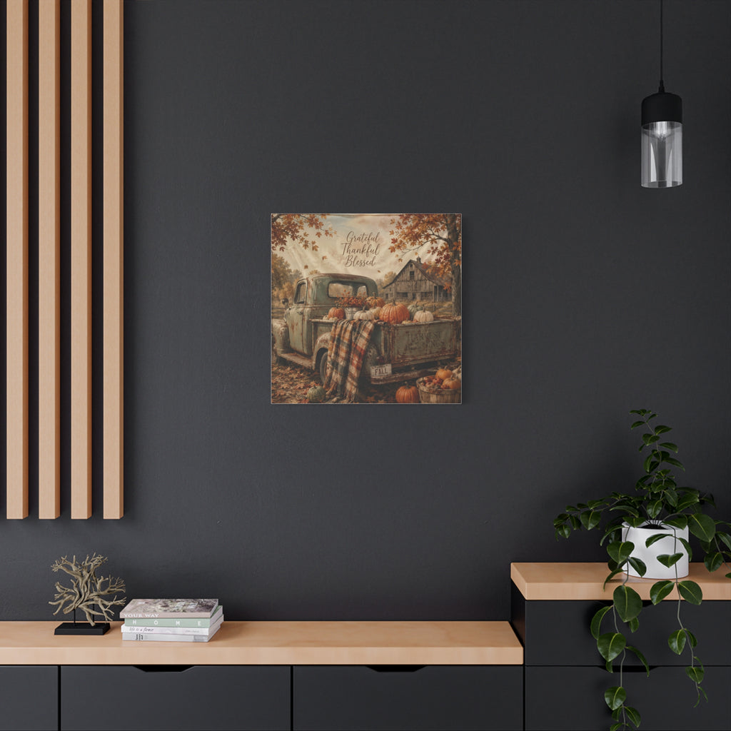 Grateful Thankful Blessed Fall Canvas