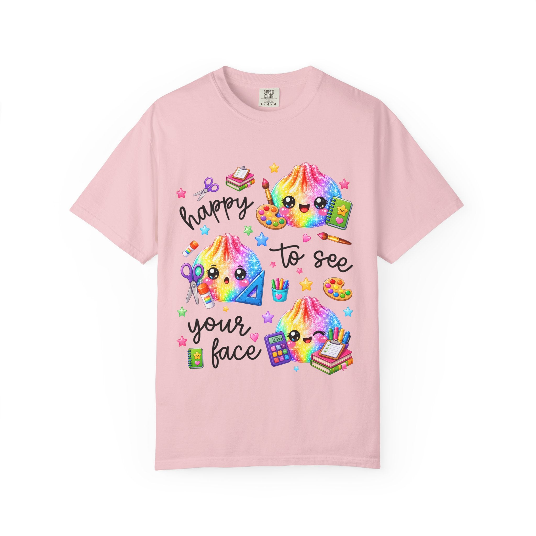 Happy To See Your Face Rainbow Kawaii T-Shirt — Cute School Supplies Graphic Tee