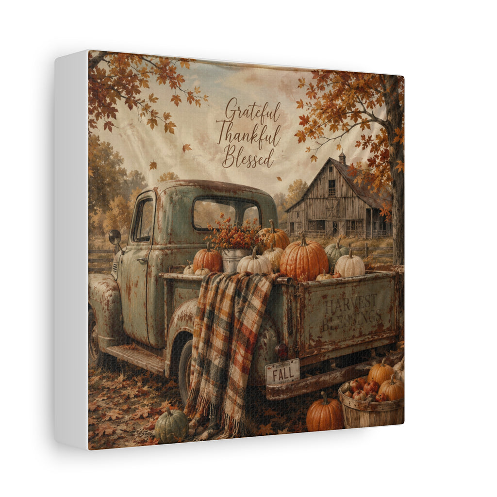 Grateful Thankful Blessed Fall Canvas