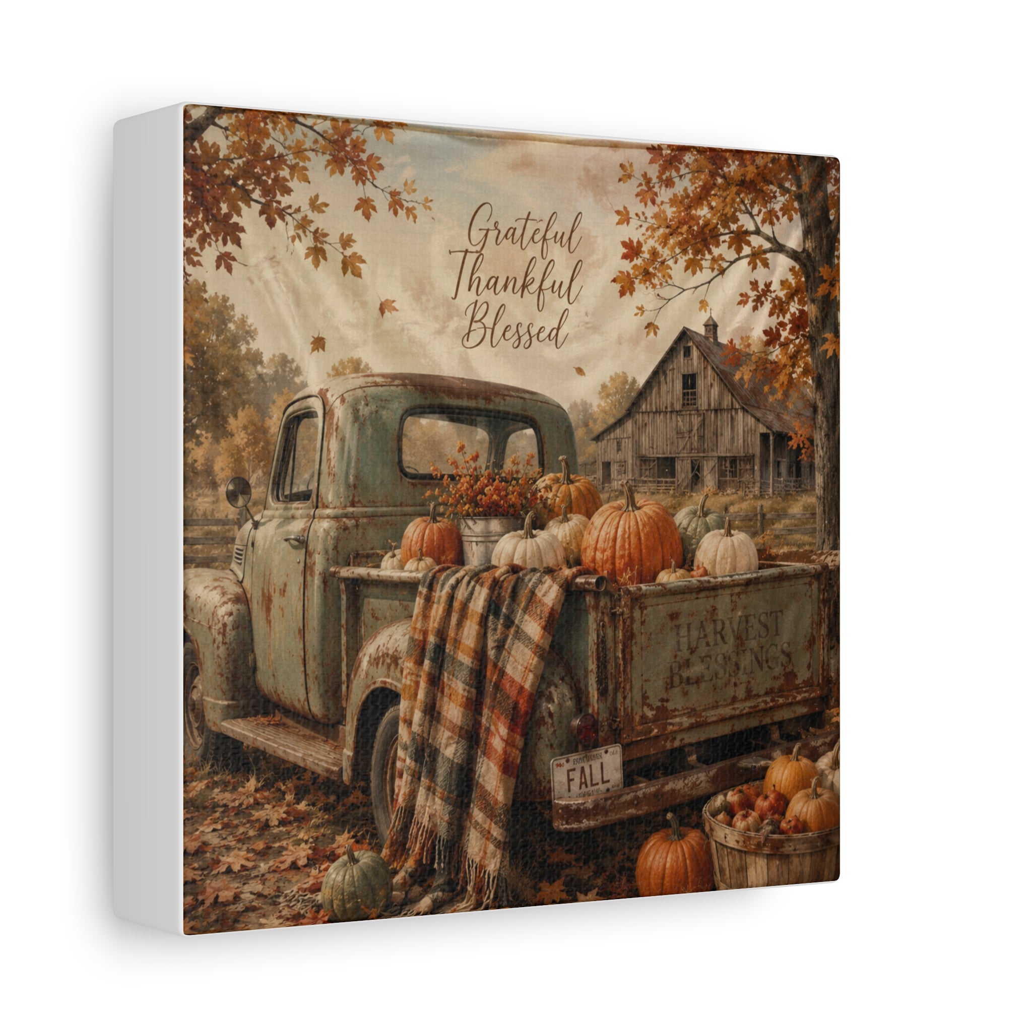 Grateful Thankful Blessed Fall Canvas