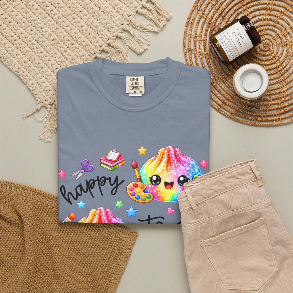 Happy To See Your Face Rainbow Kawaii T-Shirt — Cute School Supplies Graphic Tee
