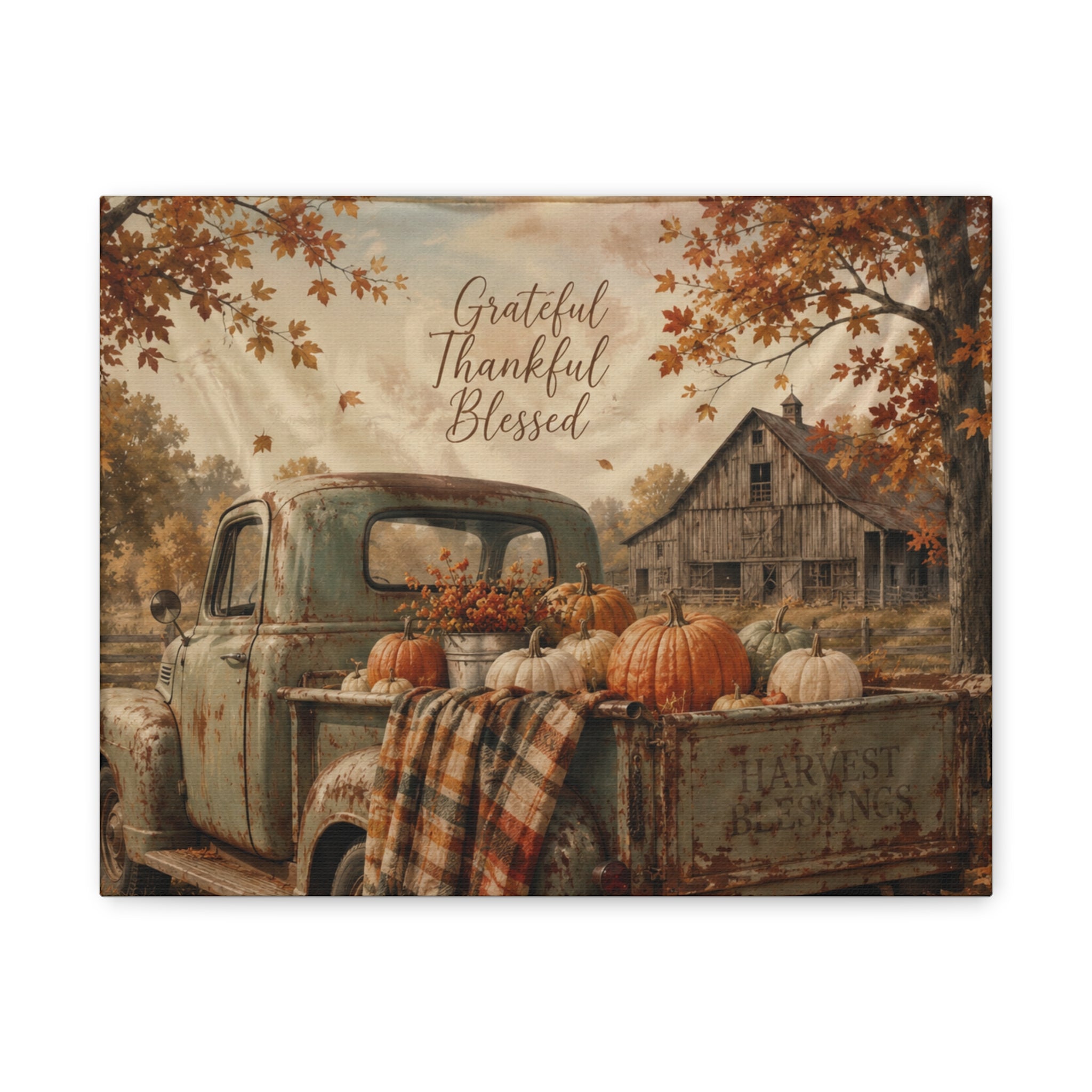 Grateful Thankful Blessed Fall Canvas