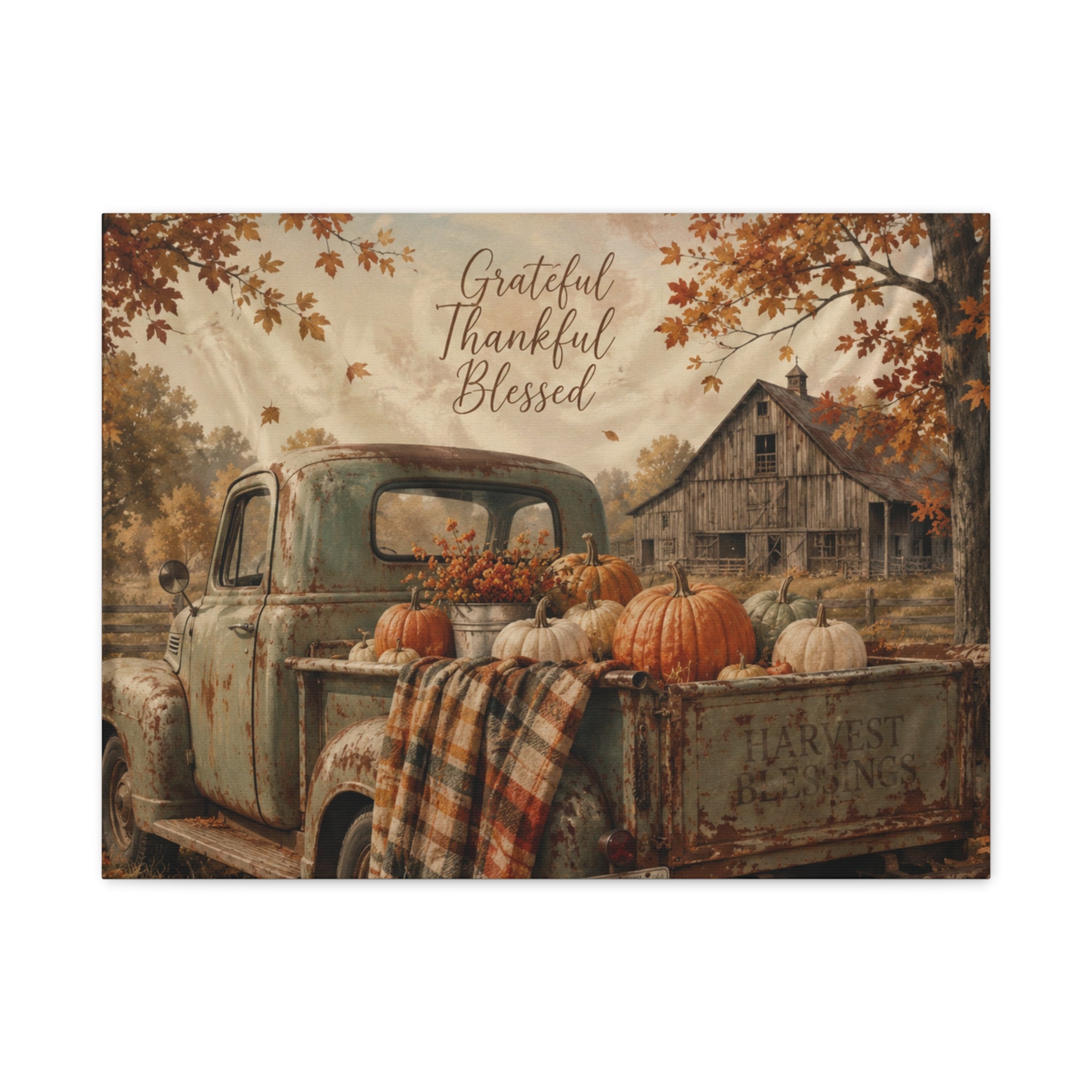 Grateful Thankful Blessed Fall Canvas