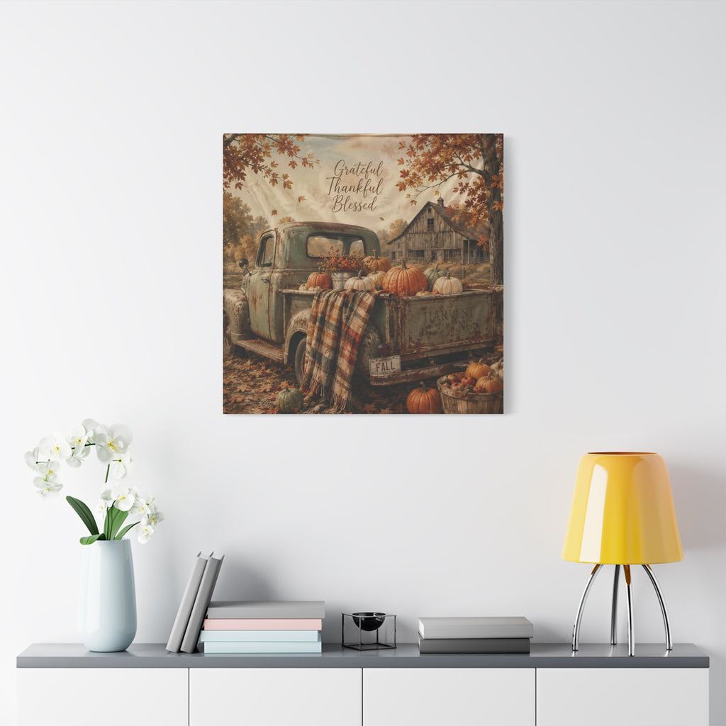 Grateful Thankful Blessed Fall Canvas