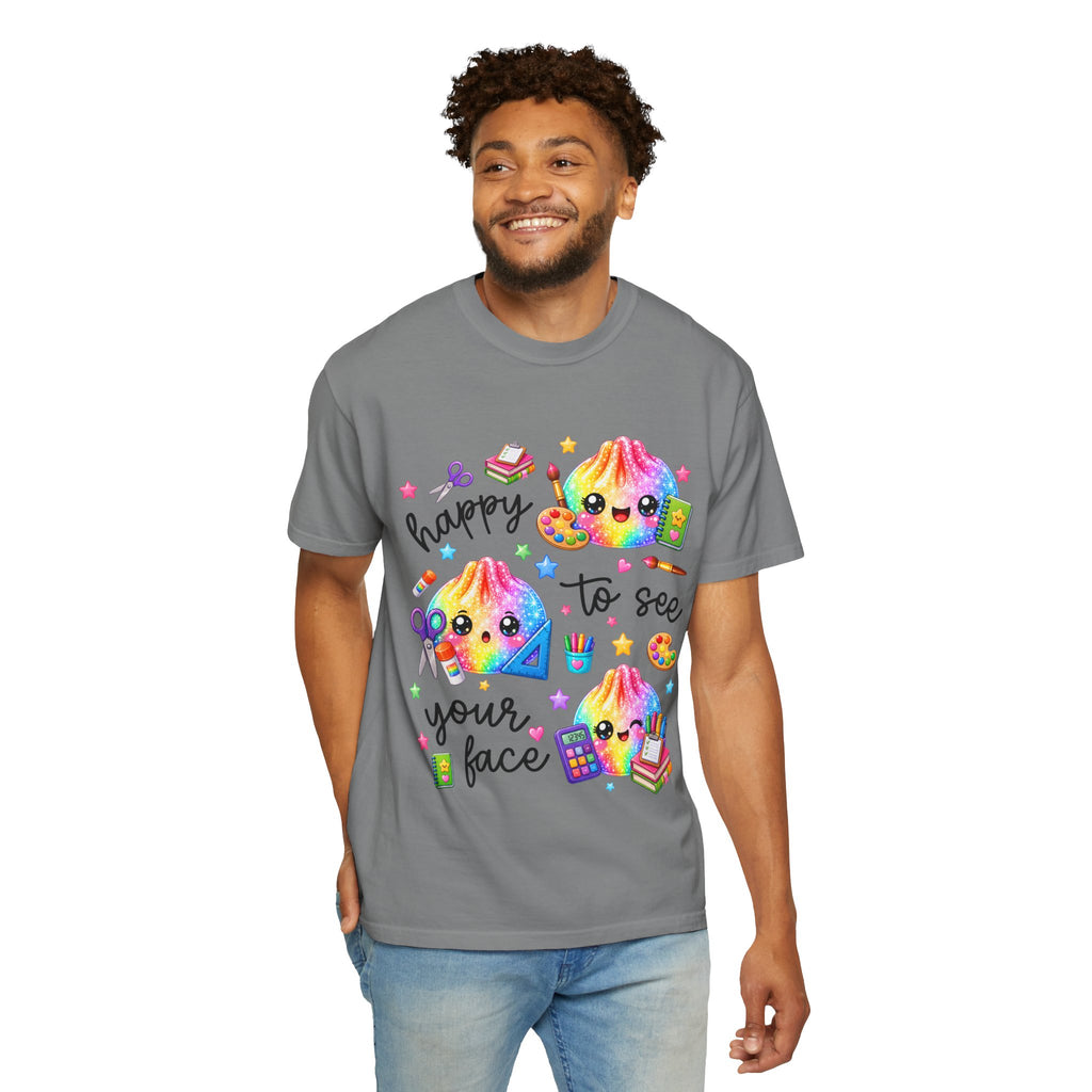 Happy To See Your Face Rainbow Kawaii T-Shirt — Cute School Supplies Graphic Tee