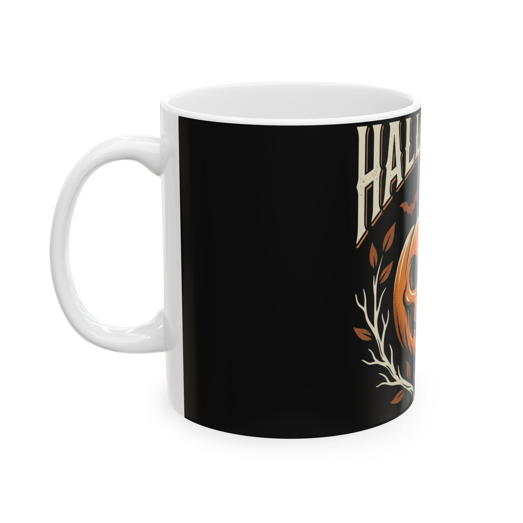 Halloween Pumpkin Skull Ceramic Mug – Spooky Bat & Moon Coffee Cup (11oz/15oz)
