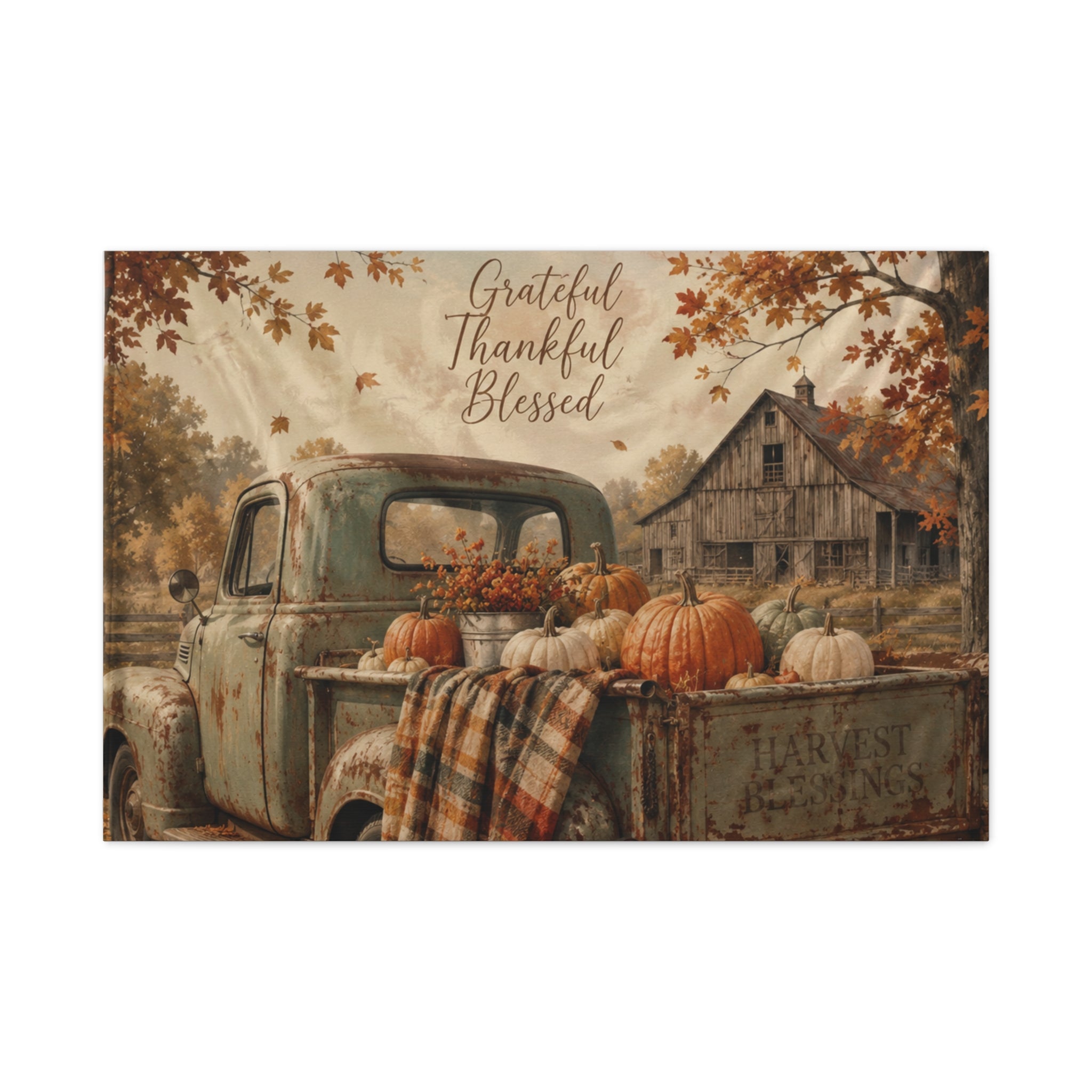 Grateful Thankful Blessed Fall Canvas