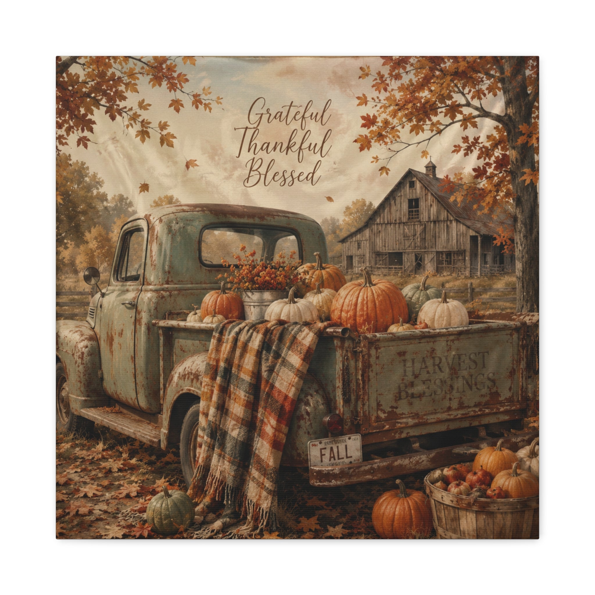 Grateful Thankful Blessed Fall Canvas