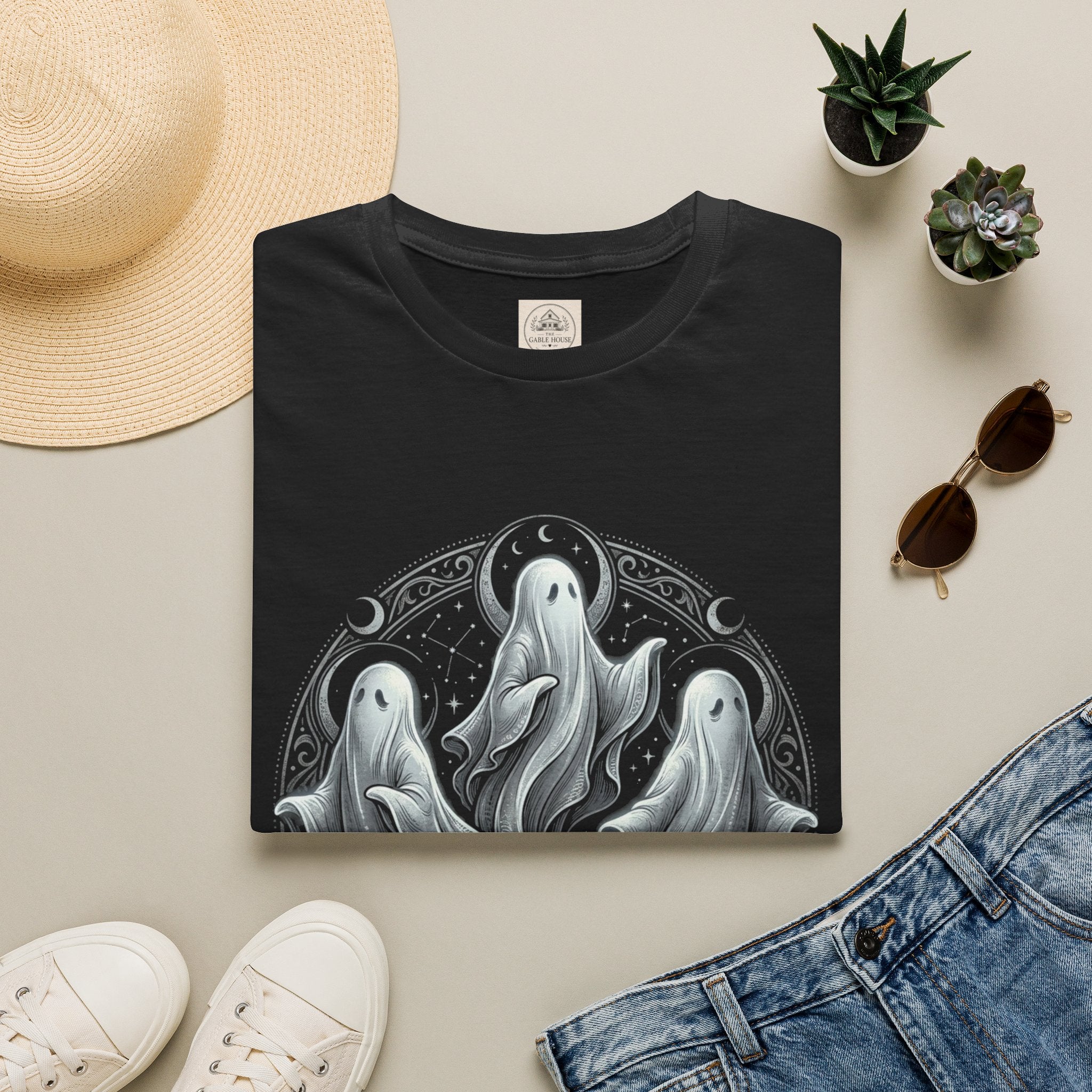 Ghost Trio T-Shirt — Whimsical Gothic Spirit Tee