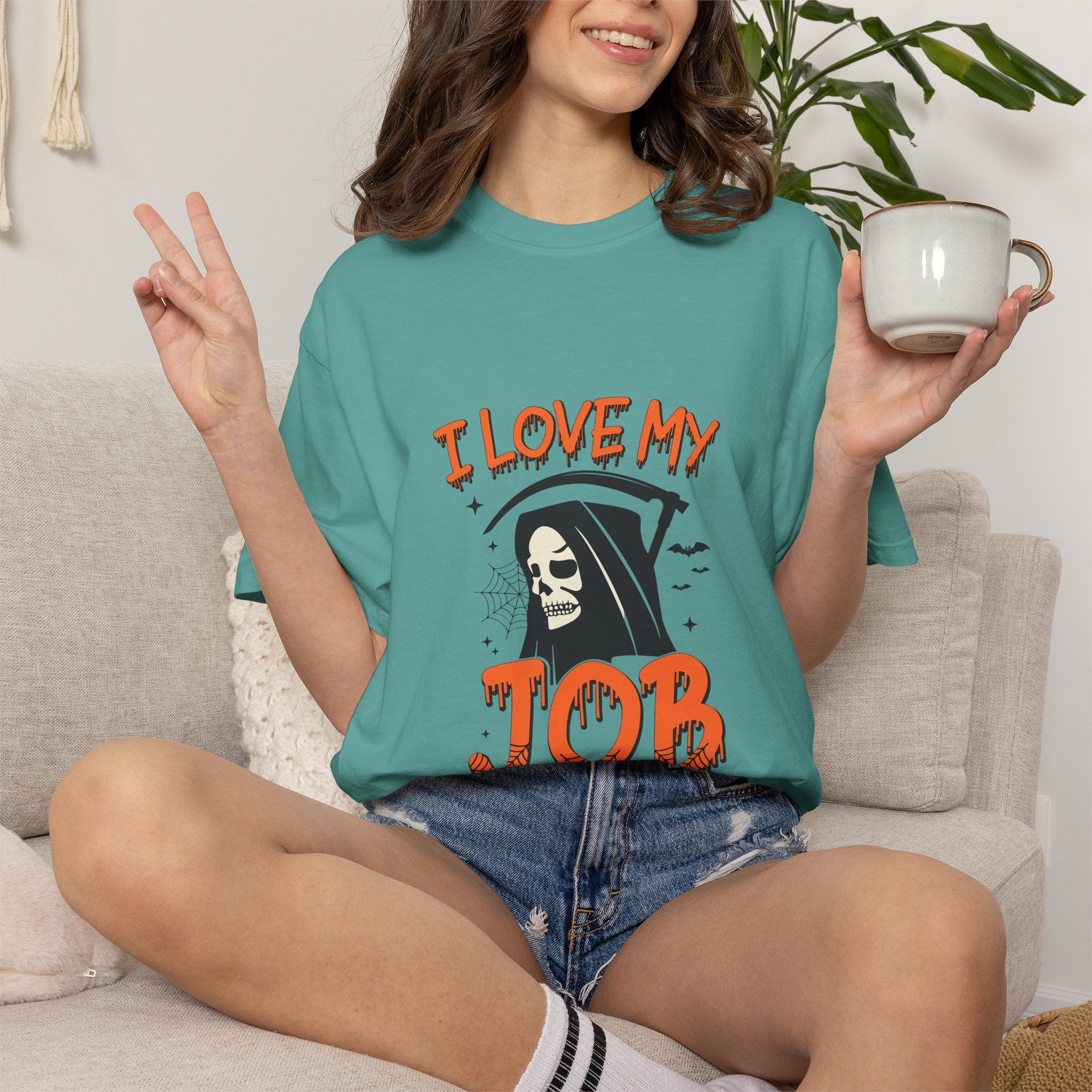 💀 I Love My Job Grim Reaper Tee | Funny Halloween Work Shirt