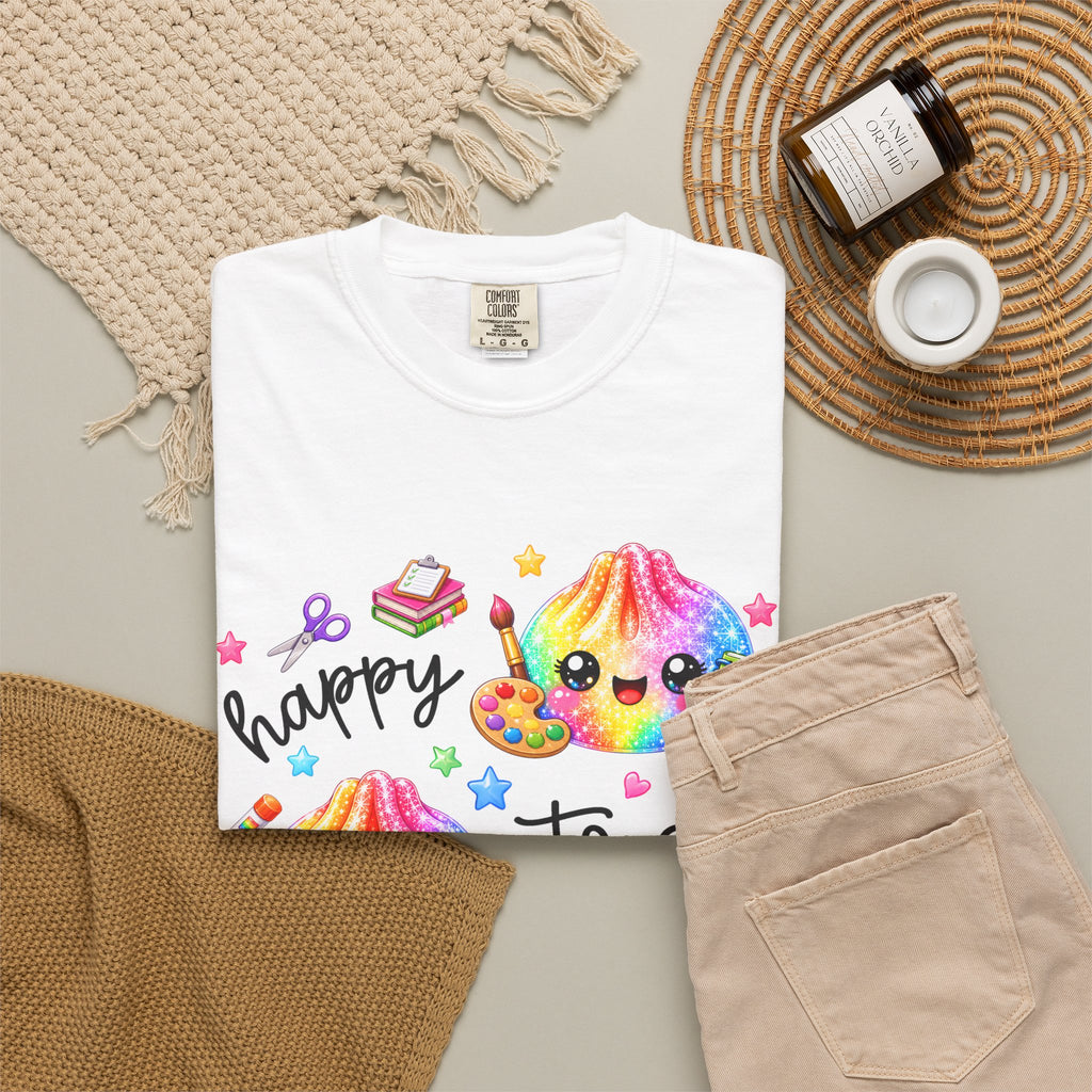 Happy To See Your Face Rainbow Kawaii T-Shirt — Cute School Supplies Graphic Tee
