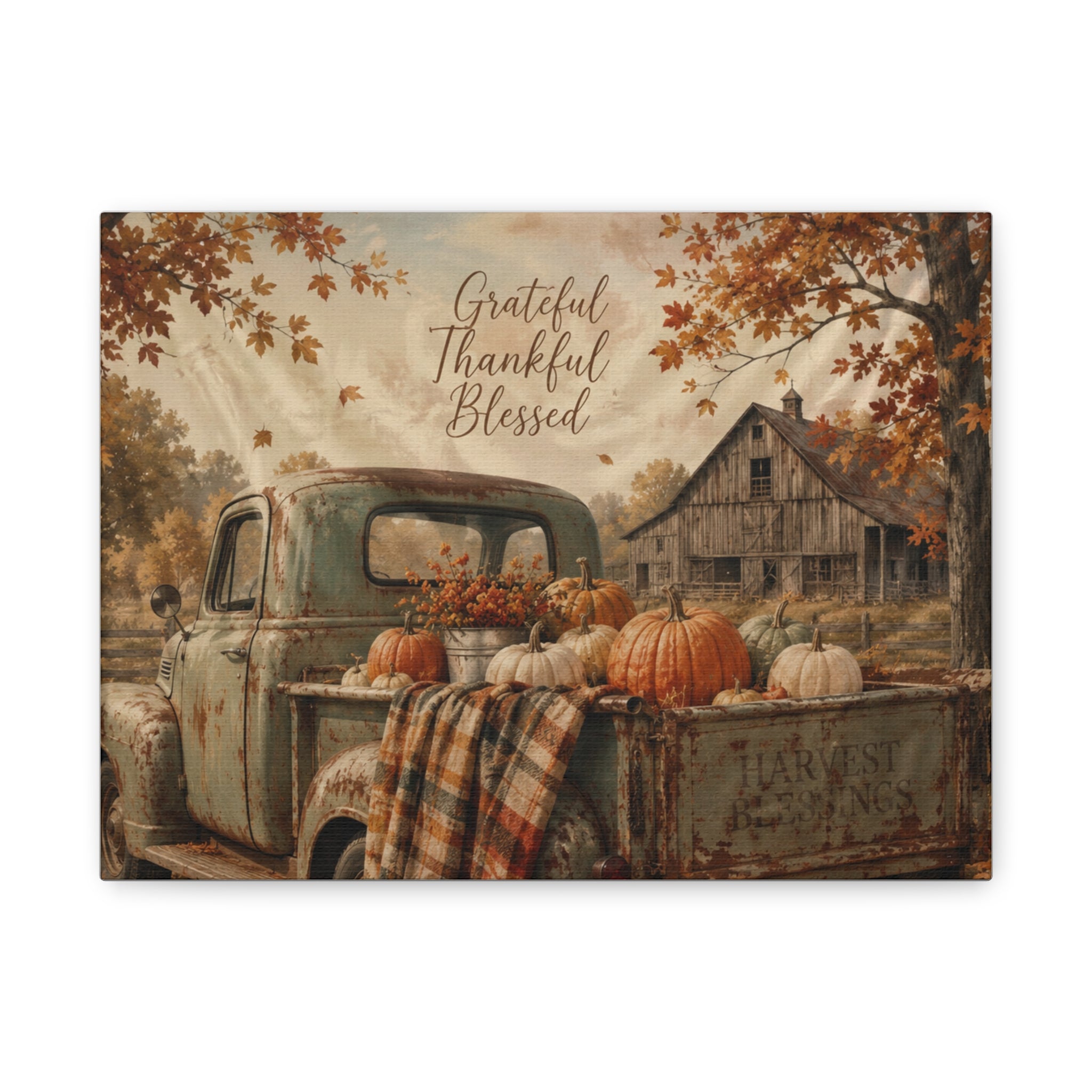 Grateful Thankful Blessed Fall Canvas