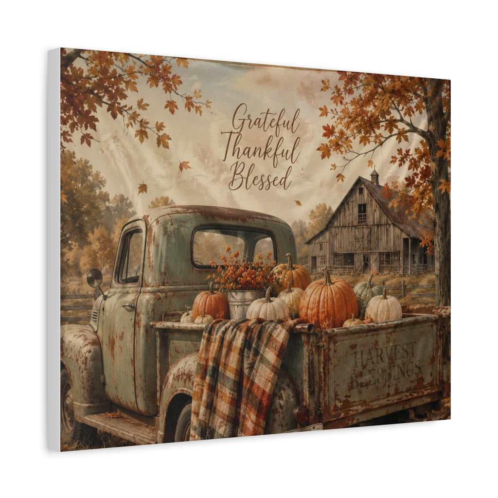Grateful Thankful Blessed Fall Canvas