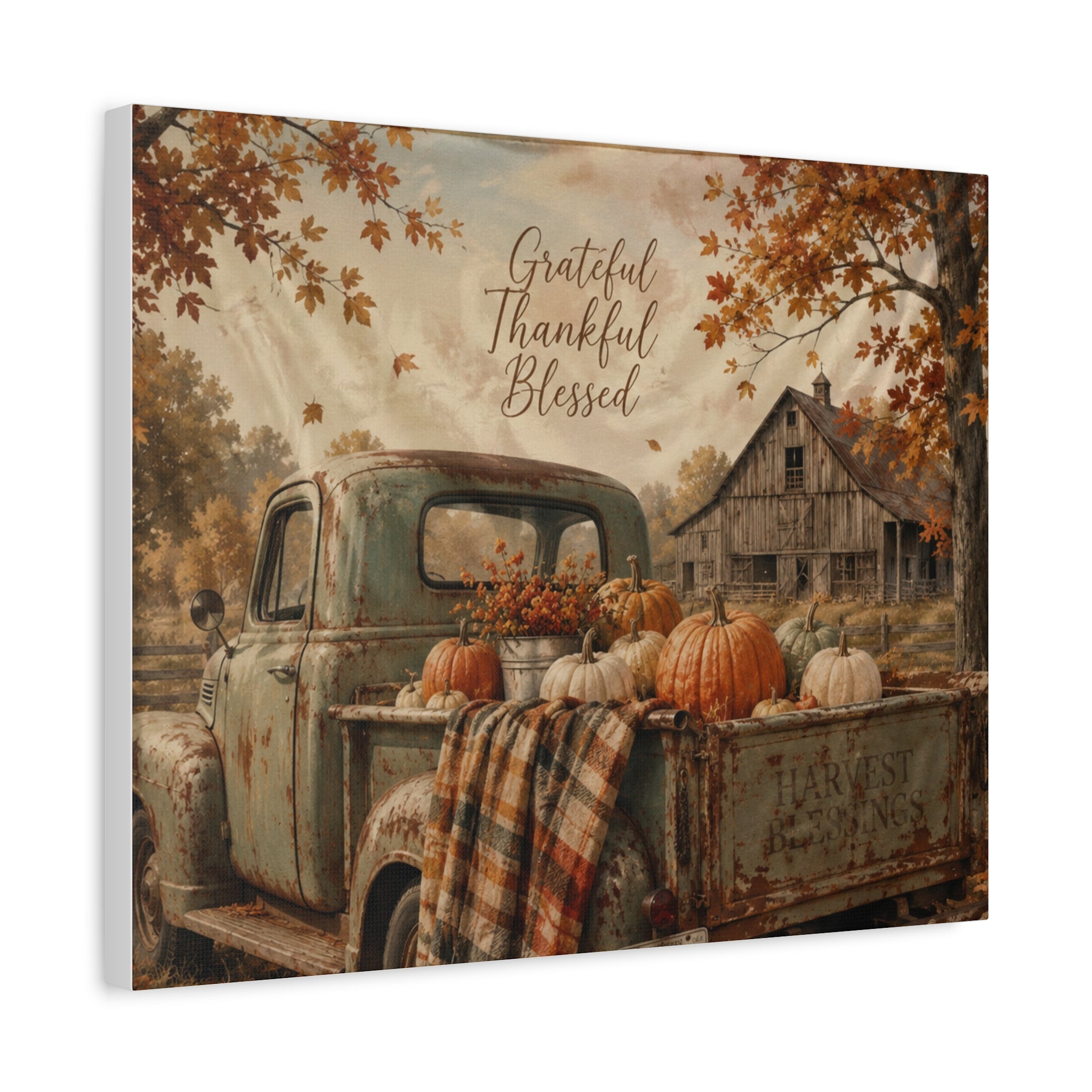 Grateful Thankful Blessed Fall Canvas
