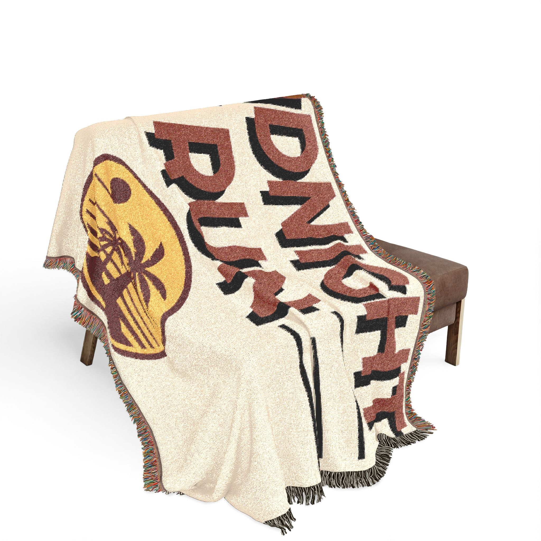 Midnight Run Woven Blanket — Retro Sunset Palm Throw