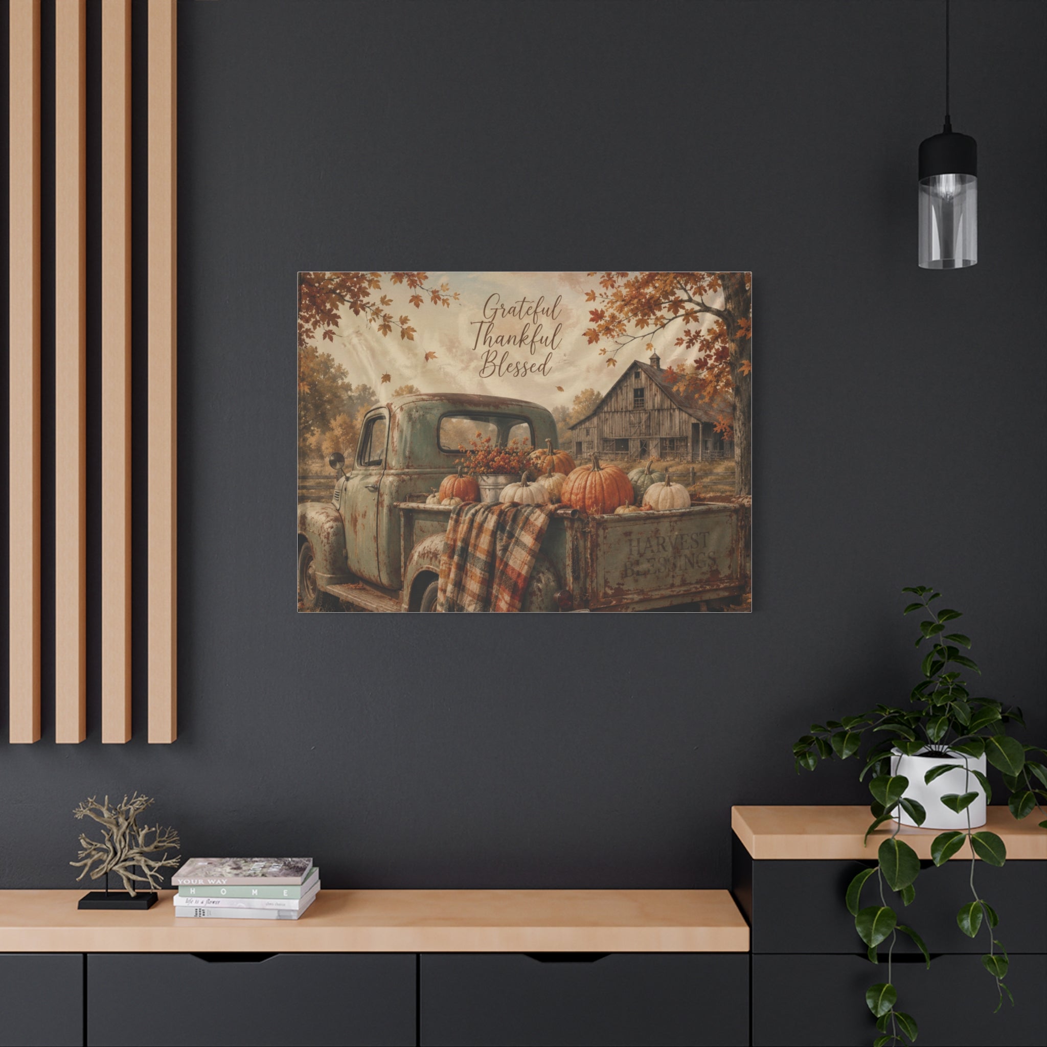 Grateful Thankful Blessed Fall Canvas