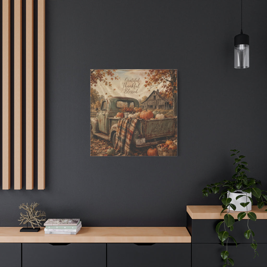 Grateful Thankful Blessed Fall Canvas