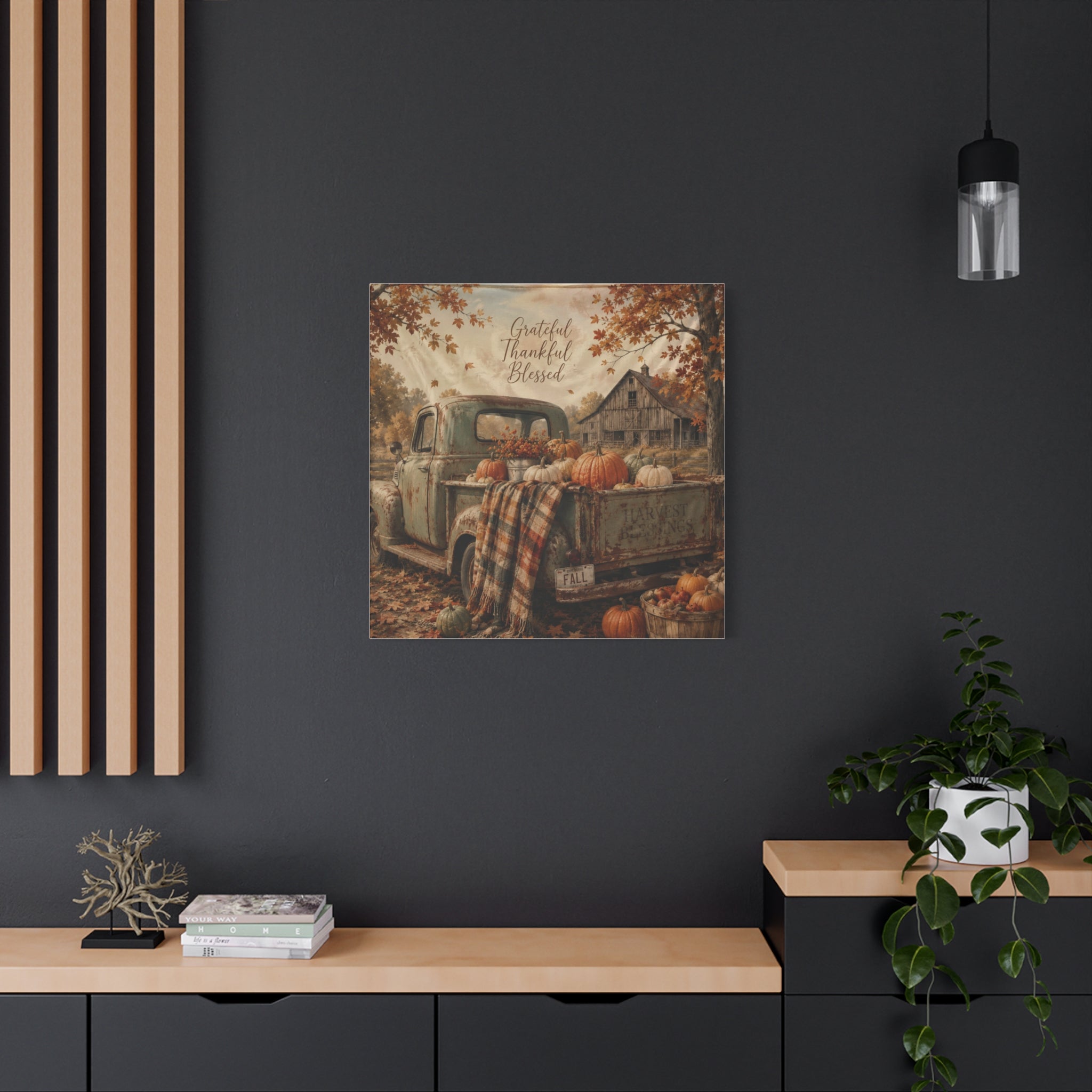 Grateful Thankful Blessed Fall Canvas