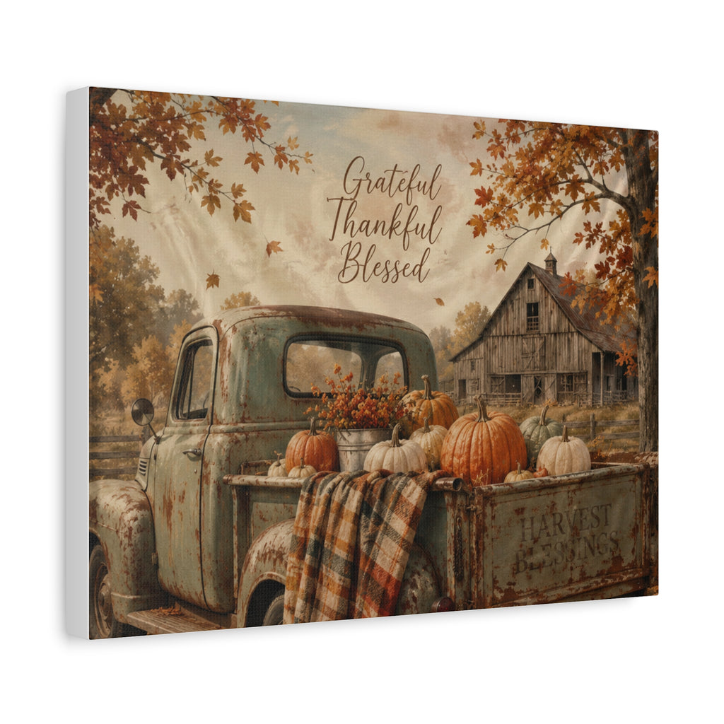 Grateful Thankful Blessed Fall Canvas