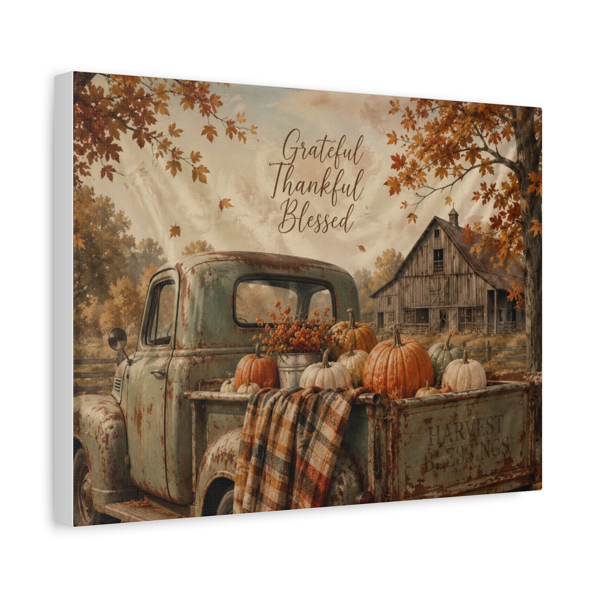Grateful Thankful Blessed Fall Canvas