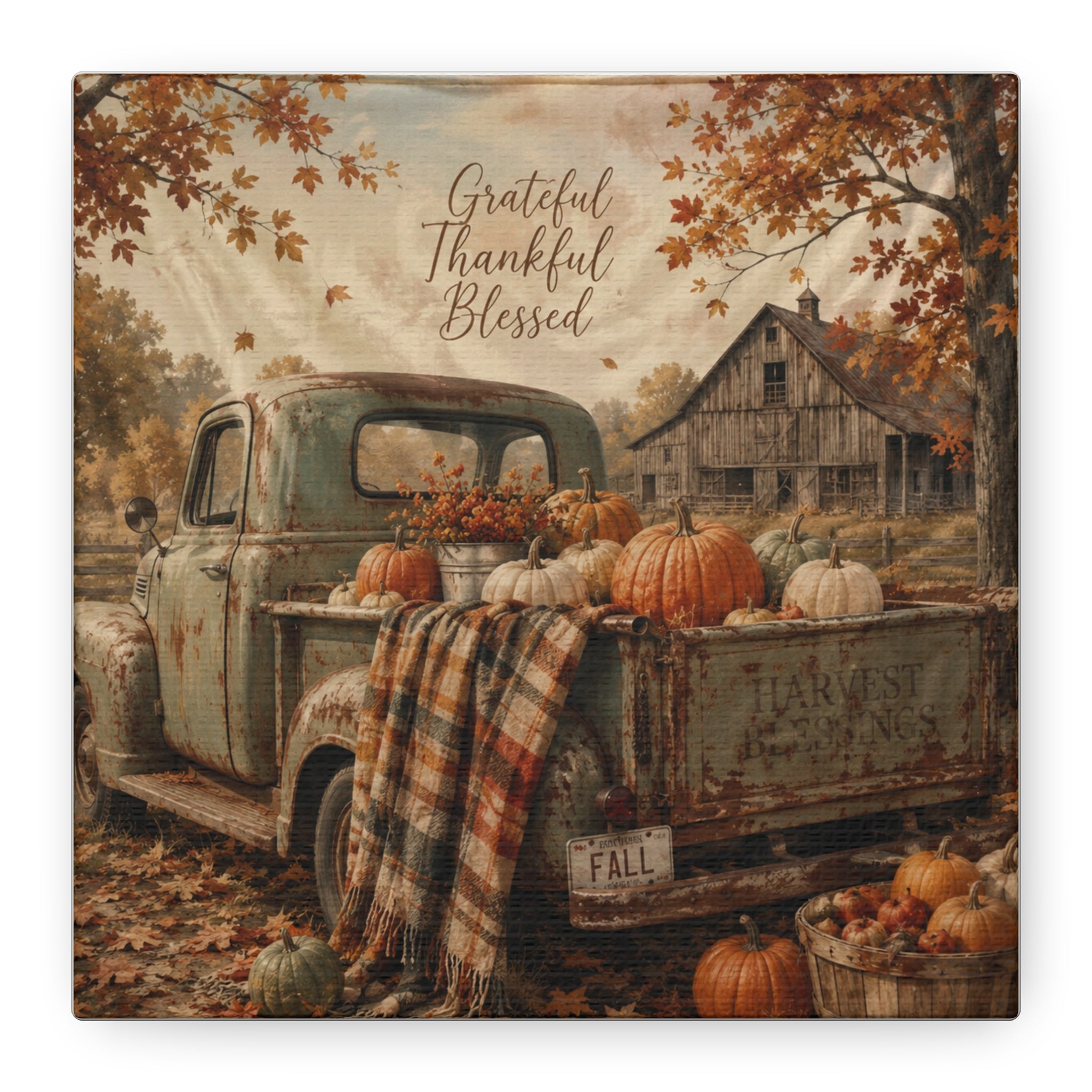Grateful Thankful Blessed Fall Canvas