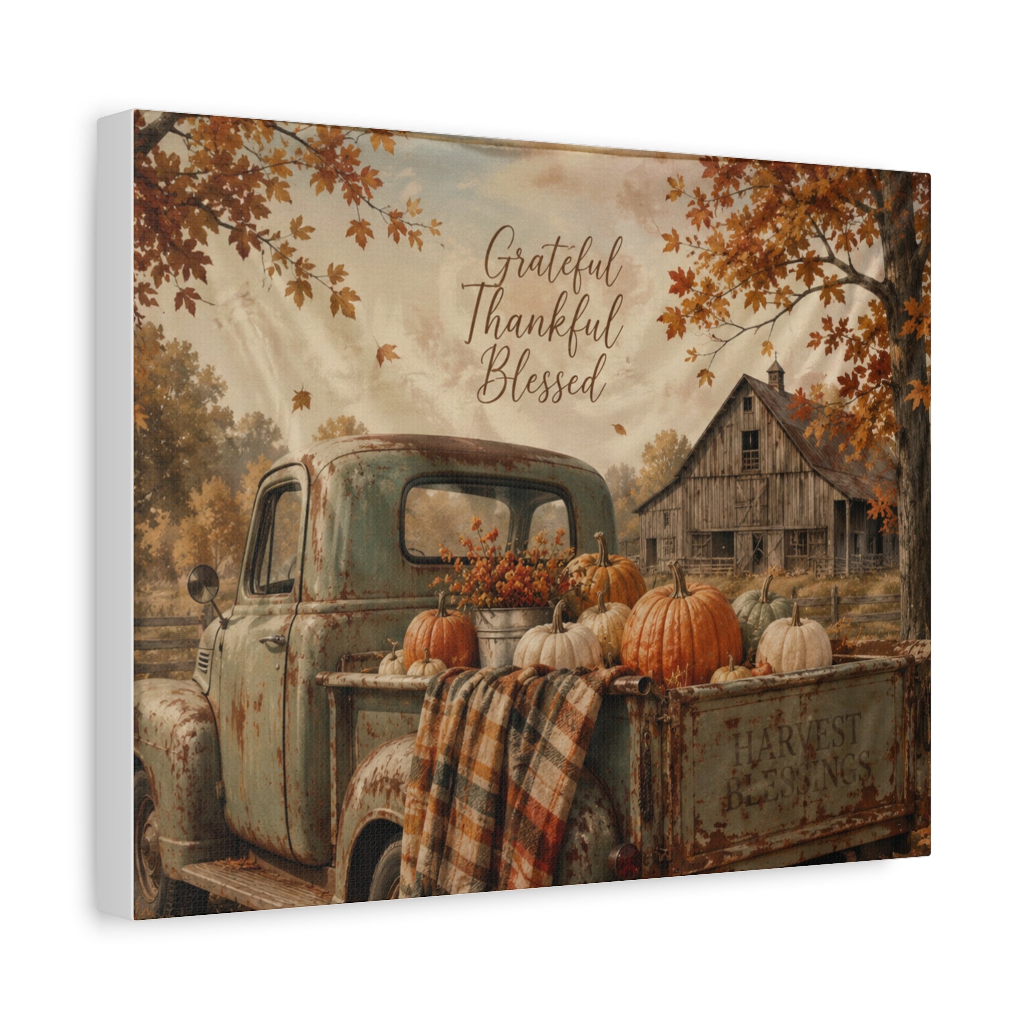 Grateful Thankful Blessed Fall Canvas